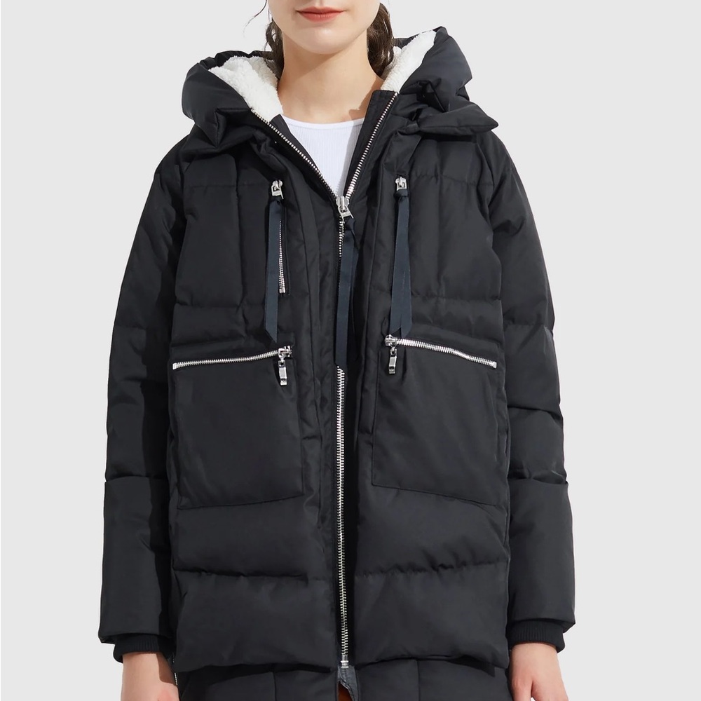 OLAY Black Hooded Puffer Jacket